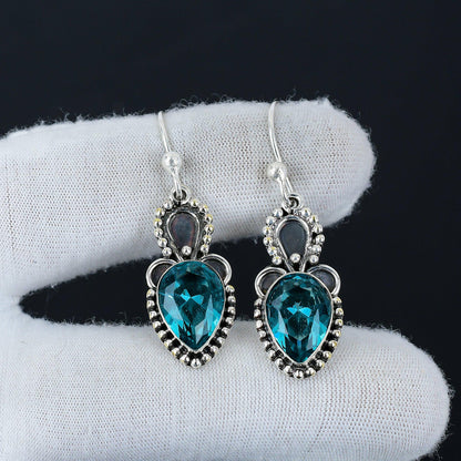 Swiss Blue Topaz Gemstone Earrings