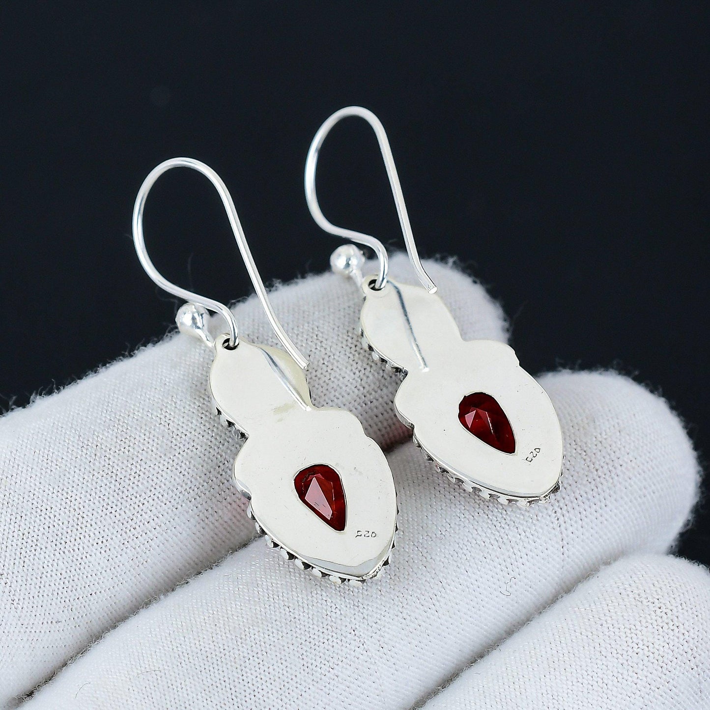 Red Garnet Gemstone Earrings