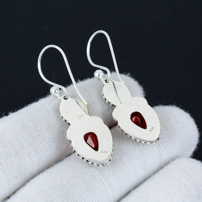 Red Garnet Gemstone Earrings
