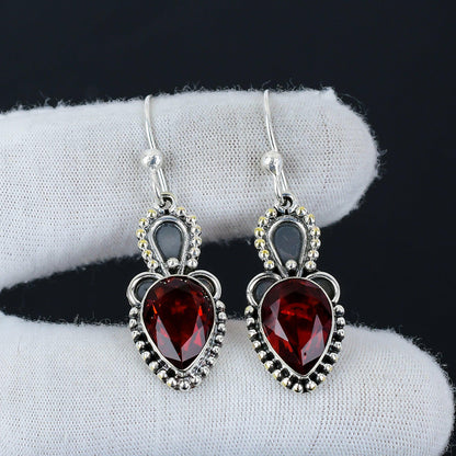Red Garnet Gemstone Earrings