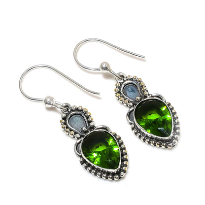 Green Peridot Gemstone Sterling Silver Earrings