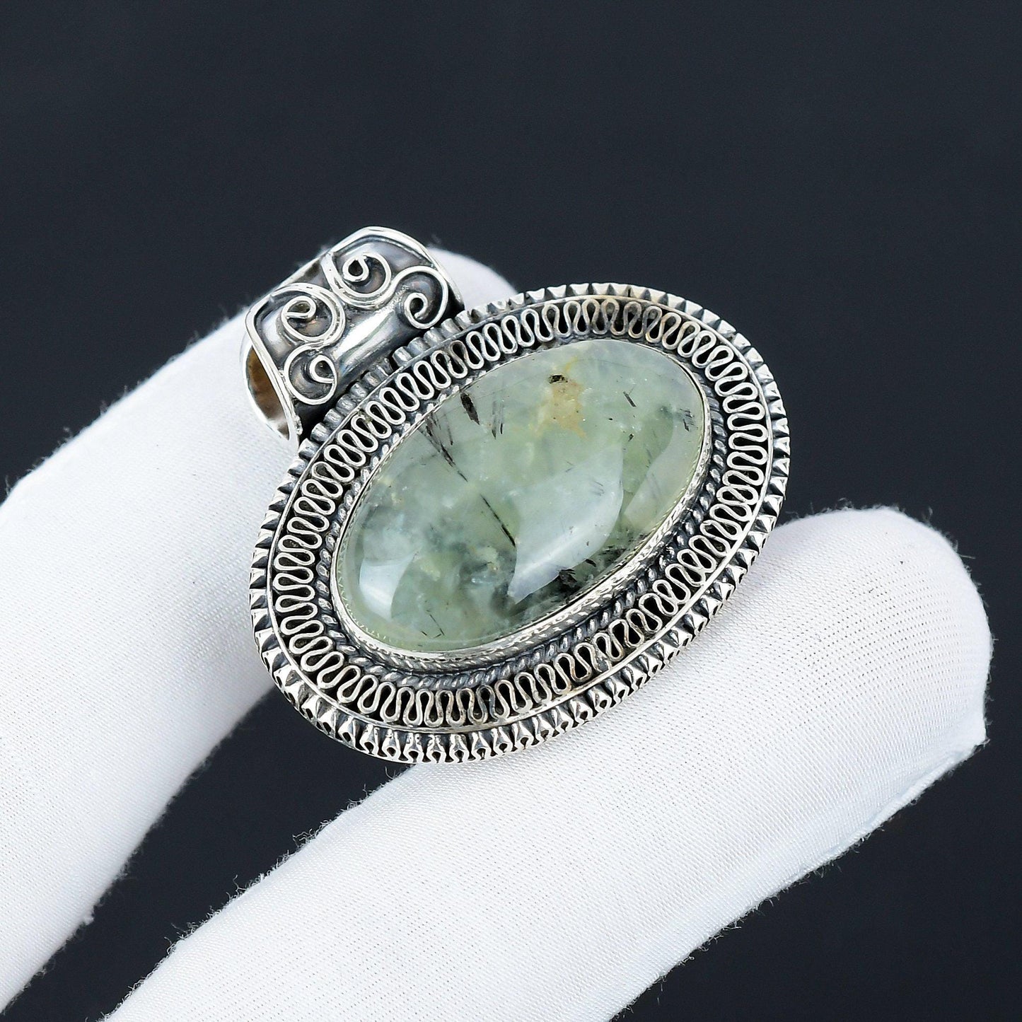 Green Prehnite Gemstone Pendant