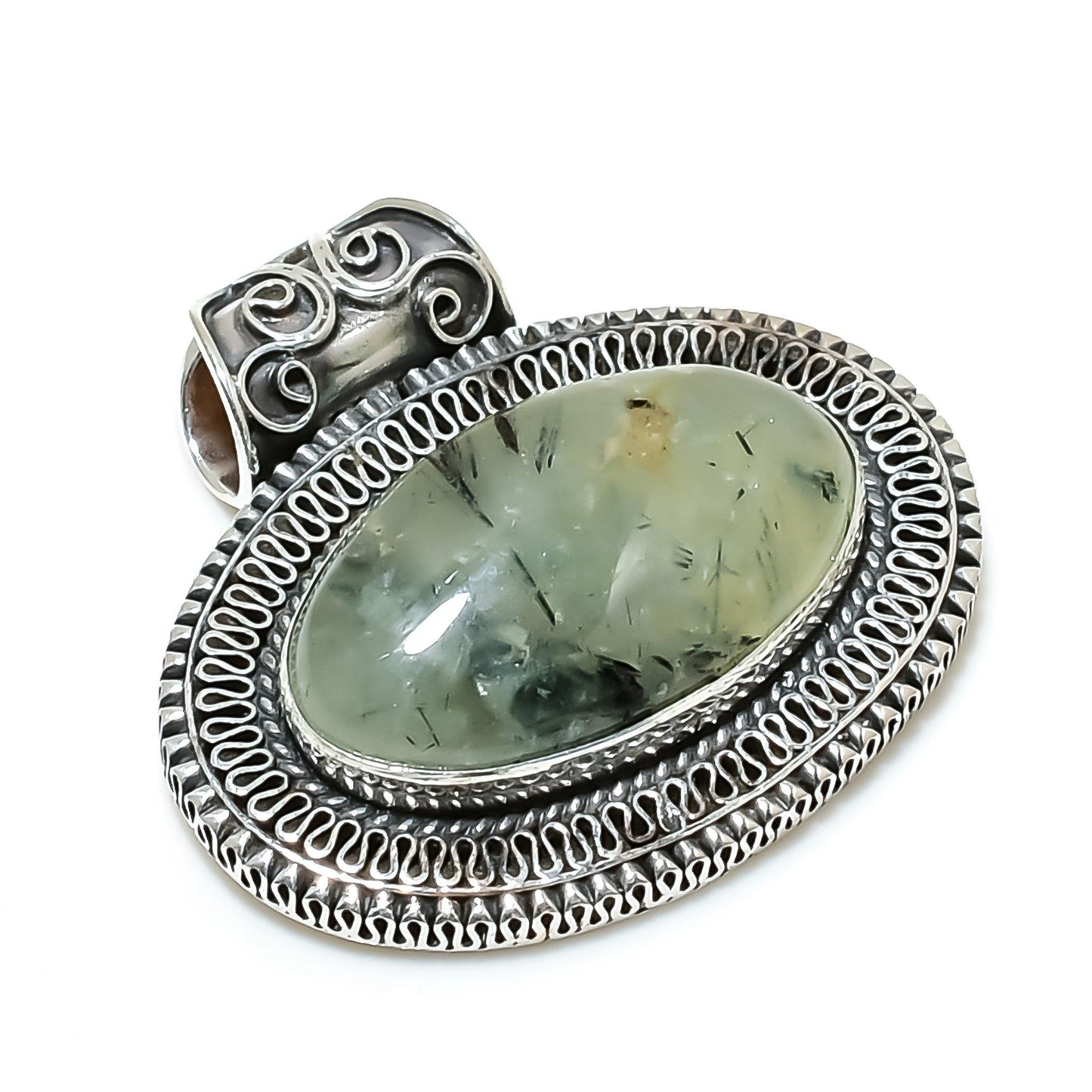 Green Prehnite Gemstone Pendant
