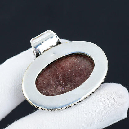 Pink Strawberry Quartz Gemstone Pendant