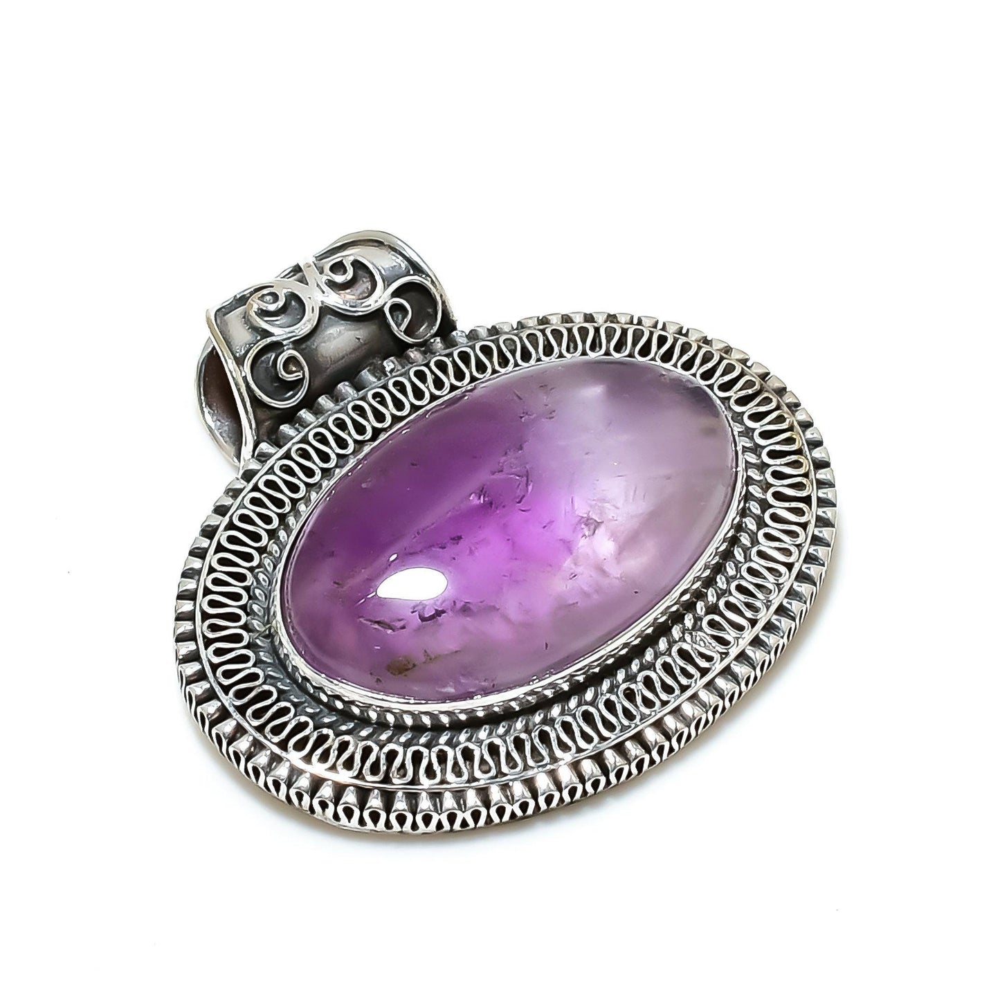 Purple Amethyst Silver Pendant