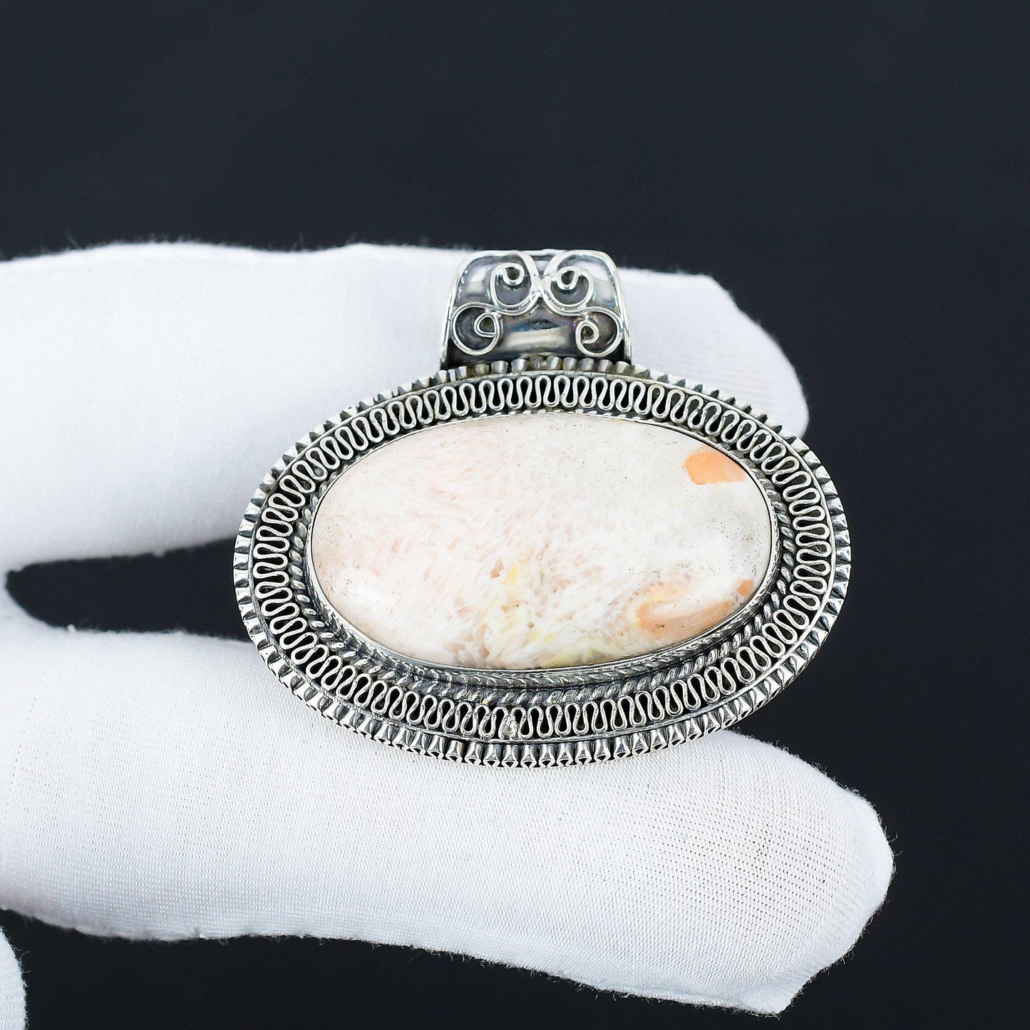 Orange Scolecite Gemstone Pendant