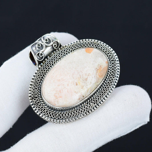 Orange Scolecite Gemstone Pendant