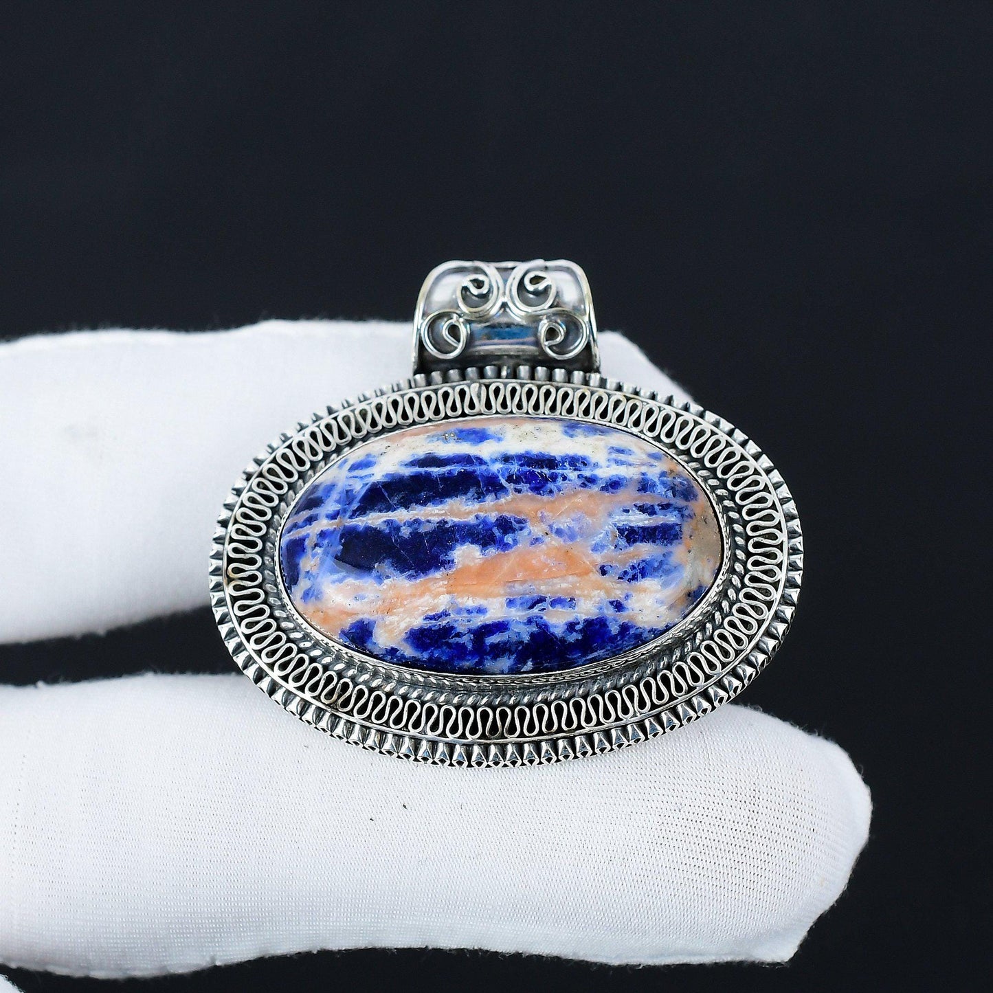 Blue Sodalite Sterling Silver Pendant