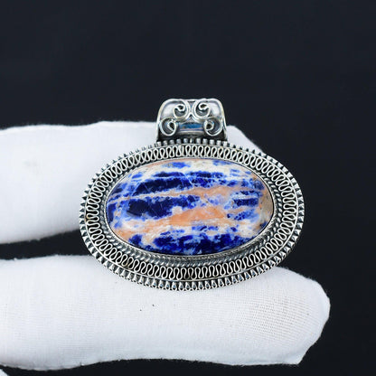 Blue Sodalite Sterling Silver Pendant