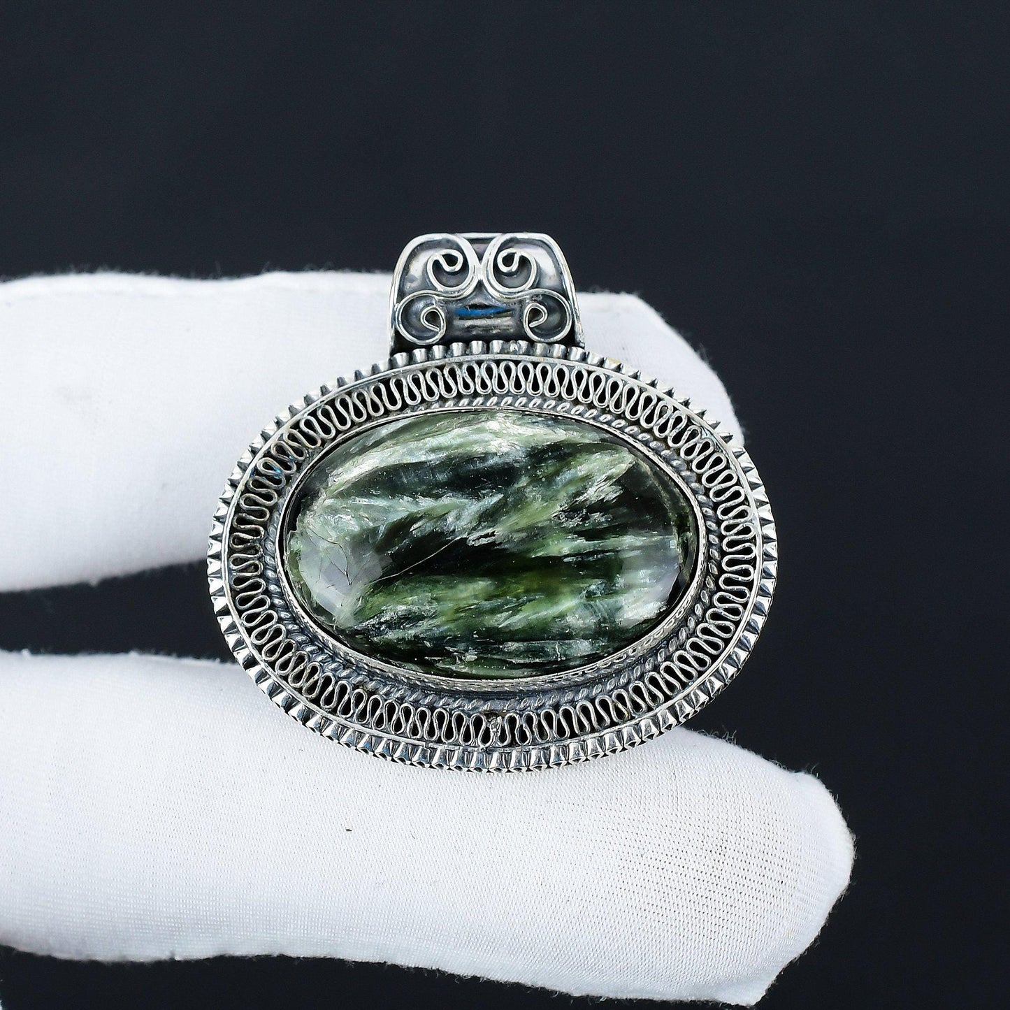 Green Seraphinite Gemstone Pendant