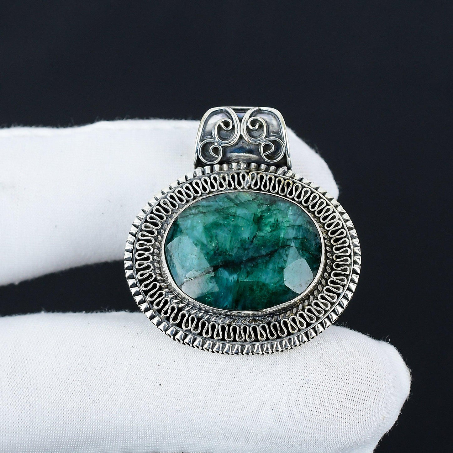 Emerald Green Sterling Silver Pendant