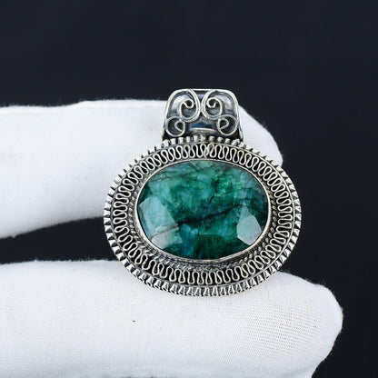 Emerald Green Sterling Silver Pendant