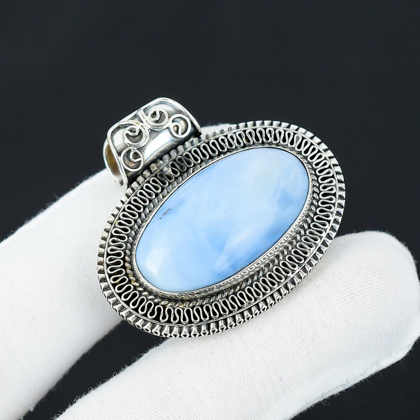 Blue Owyhee Opal Gemstone Pendant