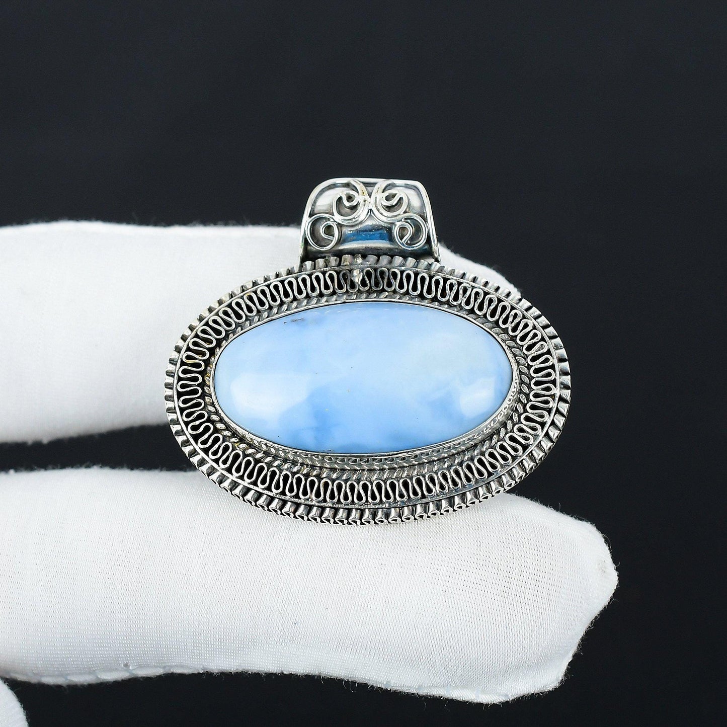 Blue Owyhee Opal Gemstone Pendant