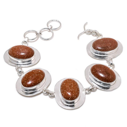 Orange Sunstone Sterling Silver Bracelet