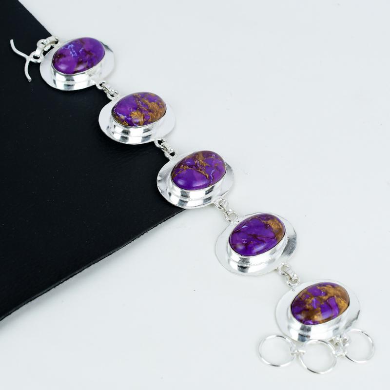 Purple Copper Turquoise Sterling Silver Bracelet