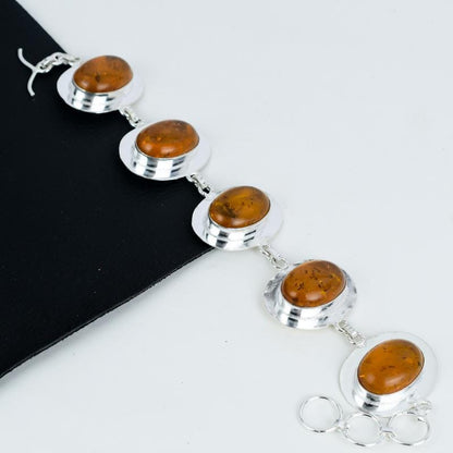 Sterling Silver Baltic Amber Bracelet