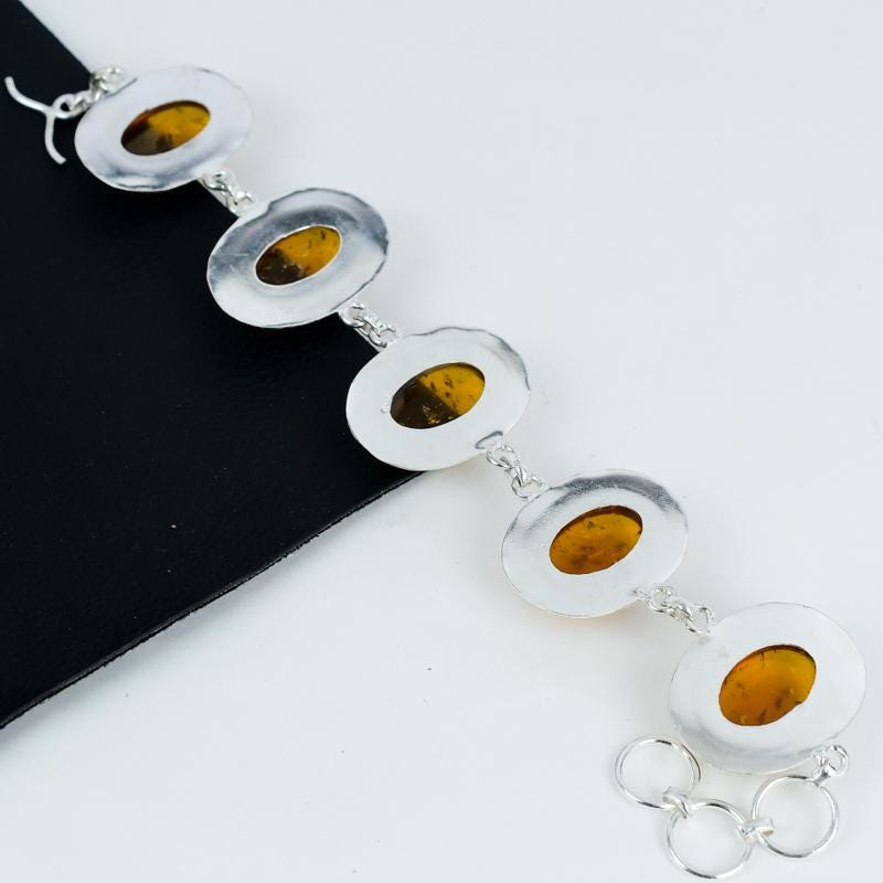 Sterling Silver Baltic Amber Bracelet