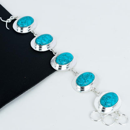 Turquoise Gemstone Sterling Silver Bracelet