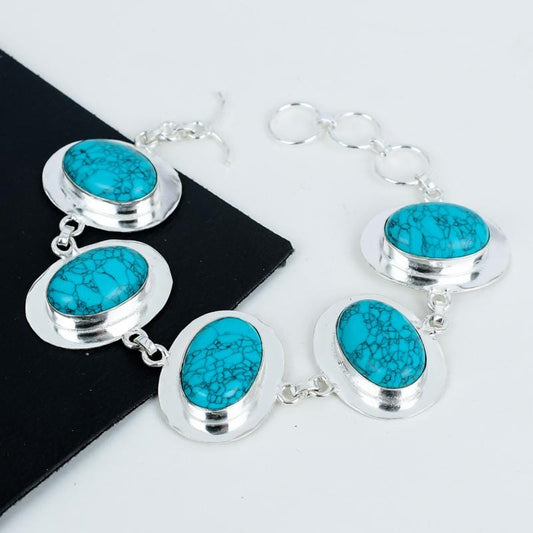 Turquoise Gemstone Sterling Silver Bracelet
