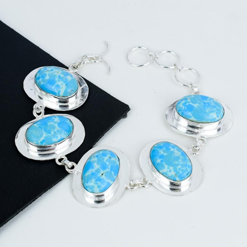 Blue Larimar Sterling Silver Bracelet