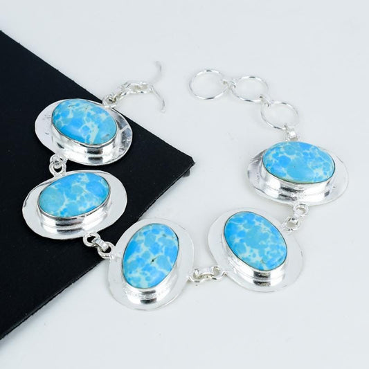 Blue Larimar Sterling Silver Bracelet