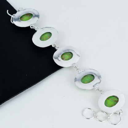 Green Copper Turquoise Chain Bracelet
