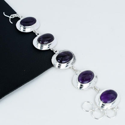Purple Amethyst Silver Bracelet