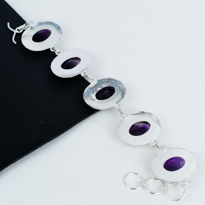 Purple Amethyst Silver Bracelet