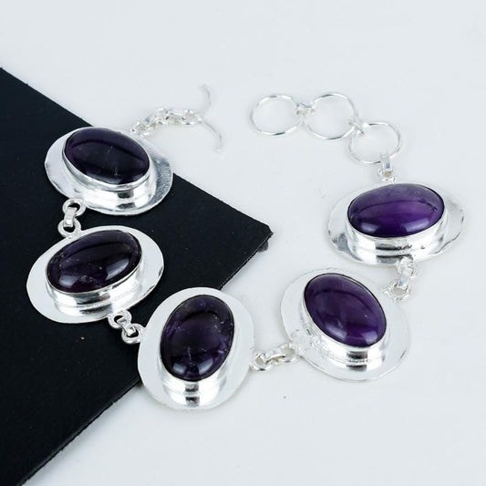 Purple Amethyst Silver Bracelet