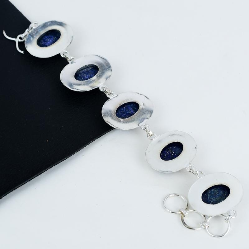 Blue Lapis Lazuli Sterling Silver Bracelet
