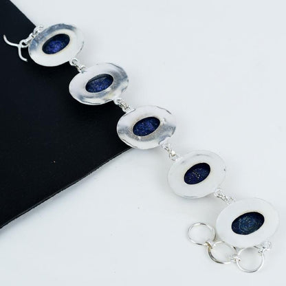 Blue Lapis Lazuli Sterling Silver Bracelet