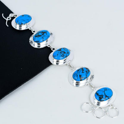 Blue Turquoise Silver Bracelet