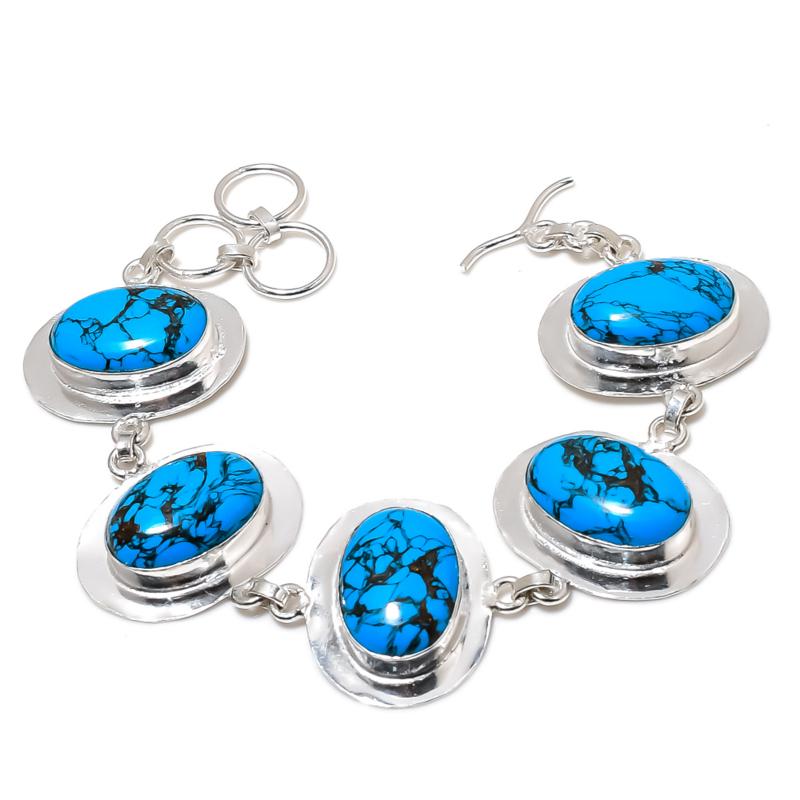 Blue Turquoise Silver Bracelet