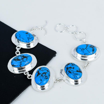 Blue Turquoise Silver Bracelet