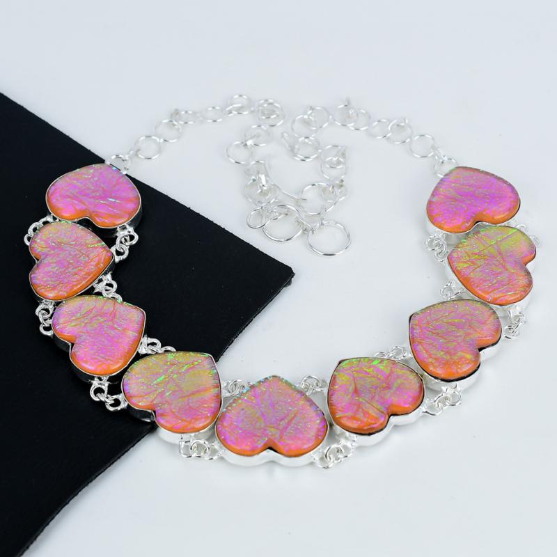 Pink Triplet Fire Opal Gemstone Necklace