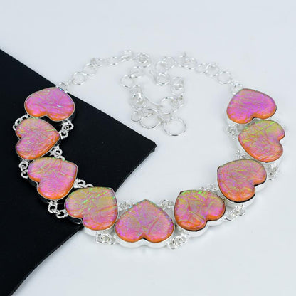 Pink Triplet Fire Opal Gemstone Necklace