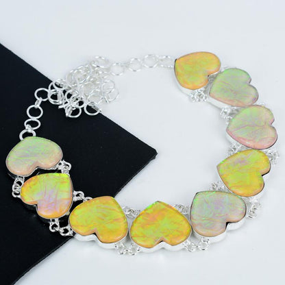 Yellow Australian Triplet Opal Silver Necklace