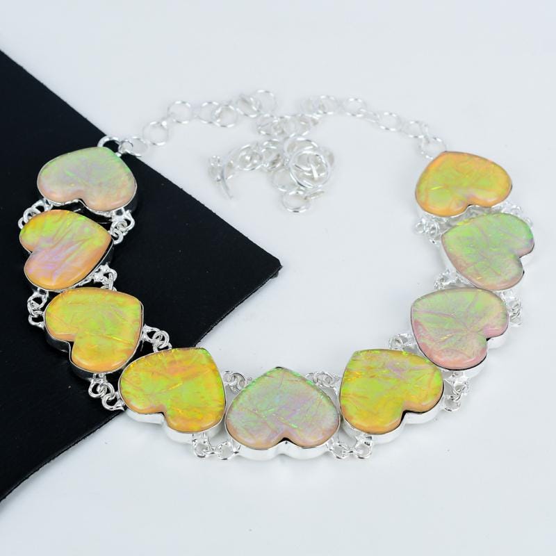 Yellow Australian Triplet Opal Silver Necklace