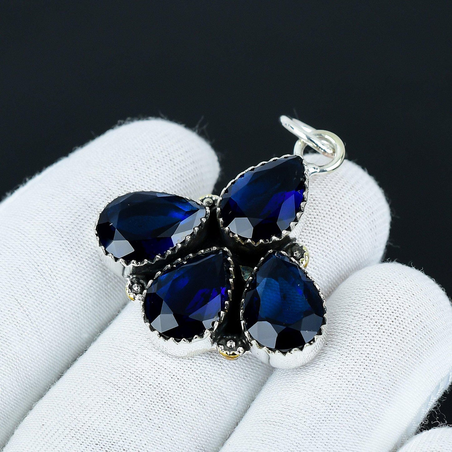 Blue Sapphire Sterling Silver Teardrop Pendant