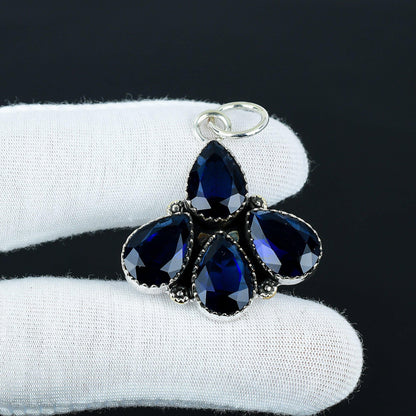 Blue Sapphire Sterling Silver Teardrop Pendant