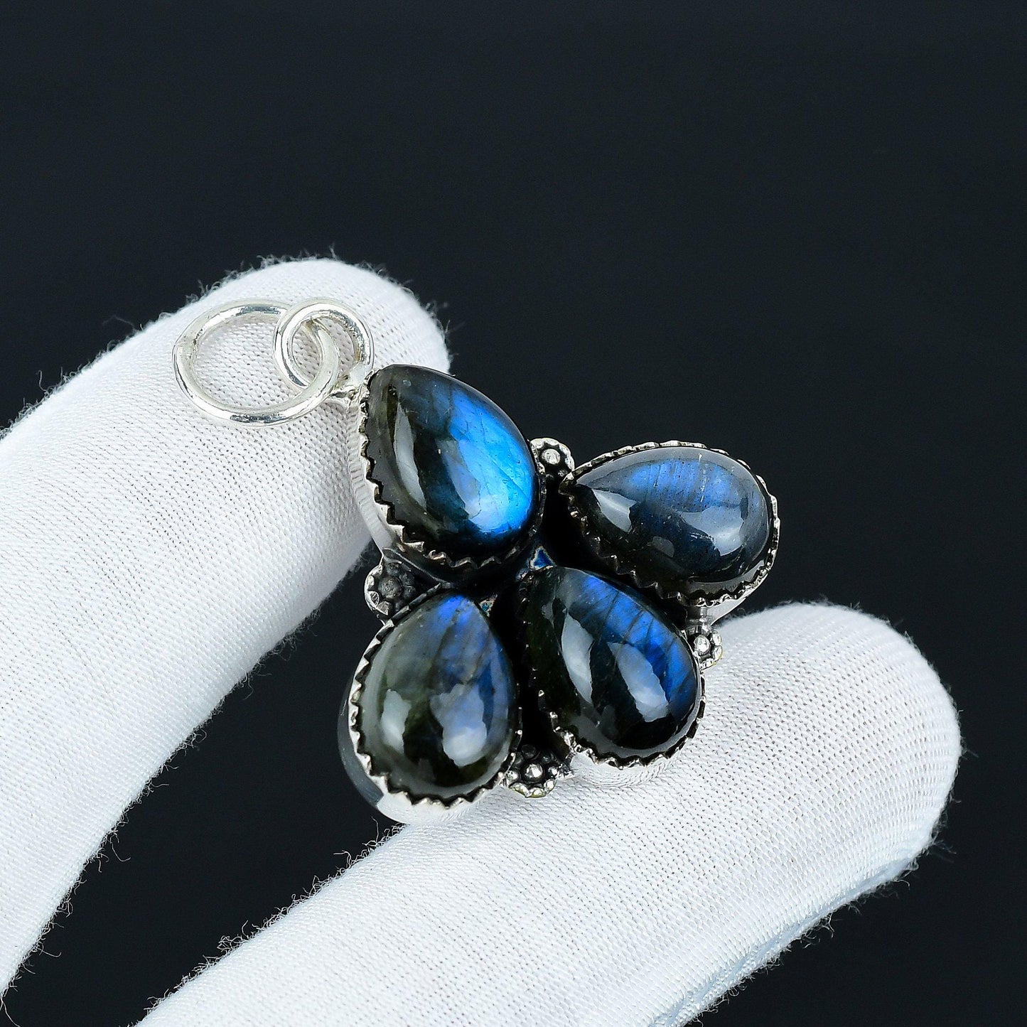 Blue Flash Labradorite Teardrop Pendant