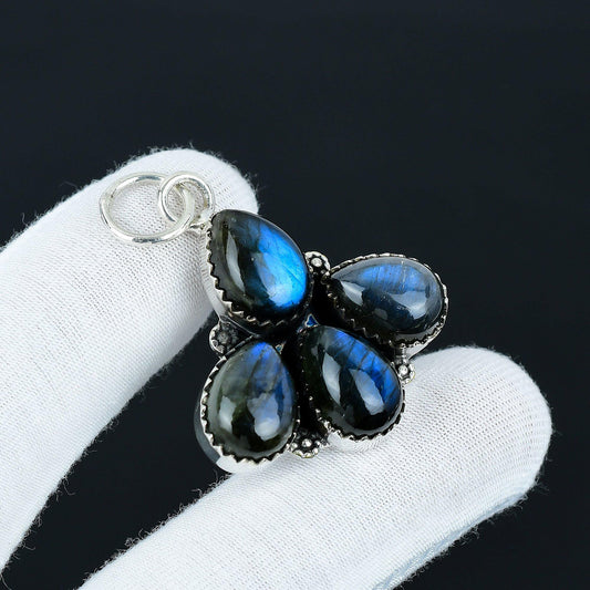 Blue Flash Labradorite Teardrop Pendant