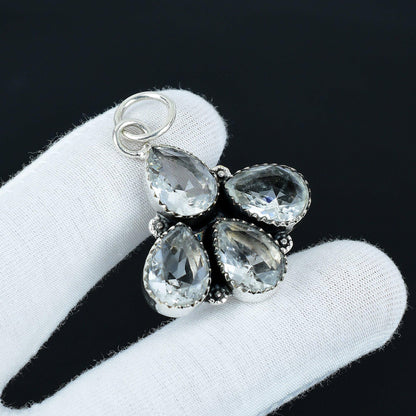 White Topaz Teardrop Sterling Silver Pendant