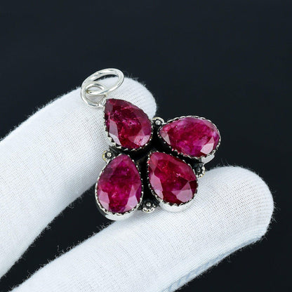 Kashmir Ruby Sterling Silver Pendant