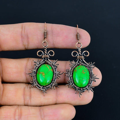 Green Turquoise Gemstone Earrings