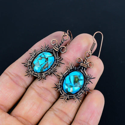 Blue Turquoise Gemstone Earrings
