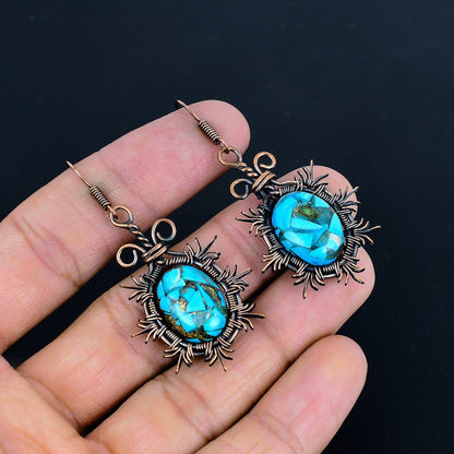 Blue Turquoise Gemstone Earrings