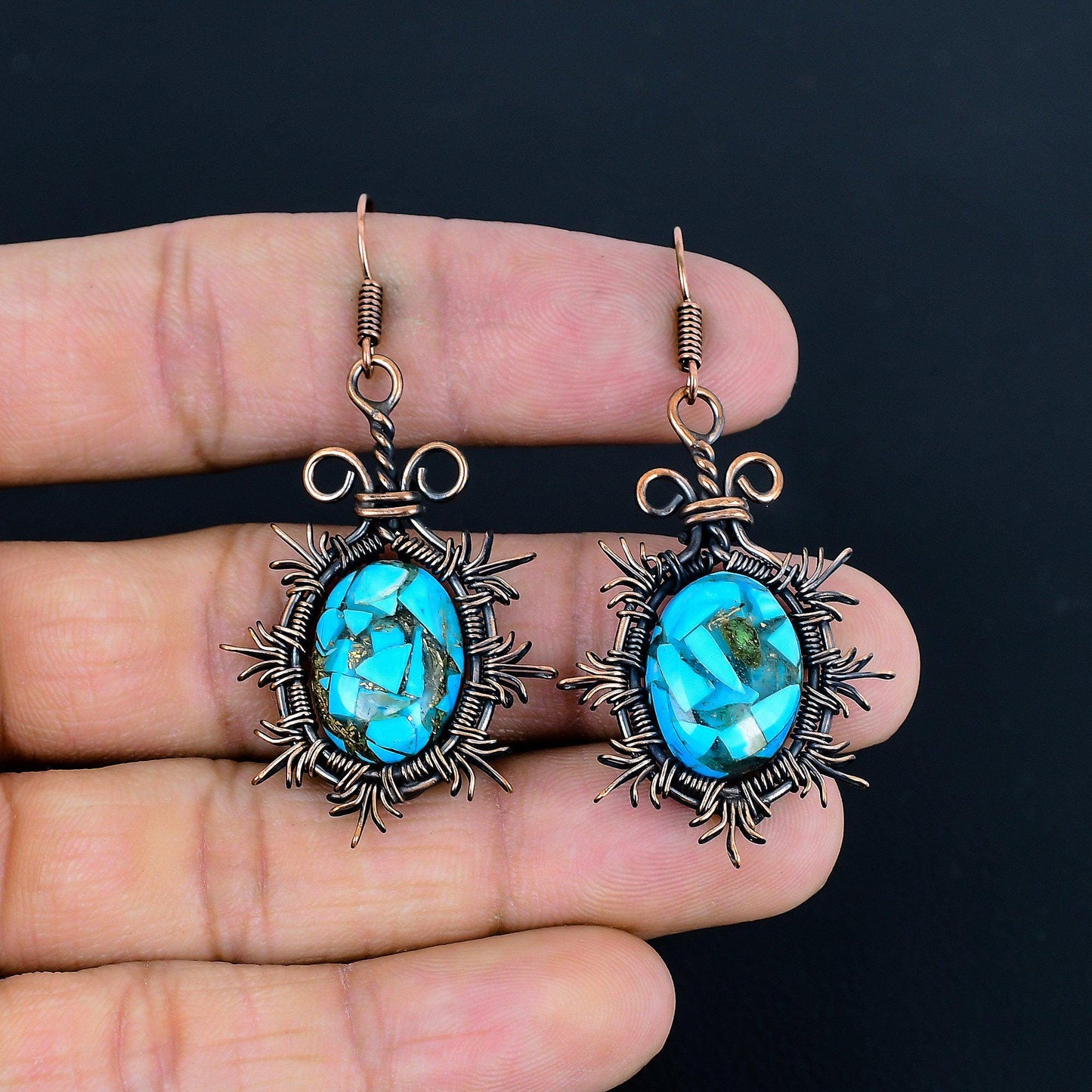 Blue Turquoise Gemstone Earrings