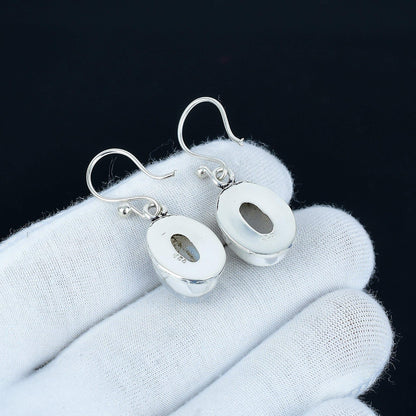 Rainbow Moonstone Silver Earrings